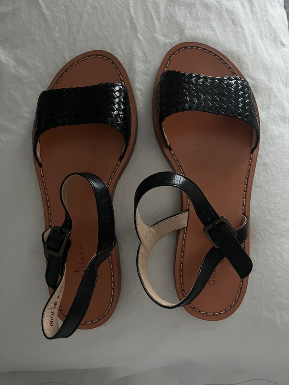 Banana Republic Black Woven-Strap Leather Sandals